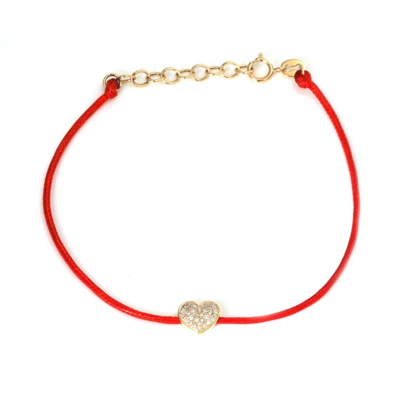 DIAMOND HEART BRACELET ON CORD (14K) (6.5+1