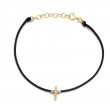 DIAMOND CROSS BRACELET ON CORD (14K)(6.5+1