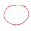 DIAMOND CROSS BRACELET ON CORD (14K)(6.5+1