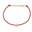 DIAMOND CROSS BRACELET ON CORD (14K)(6.5+1