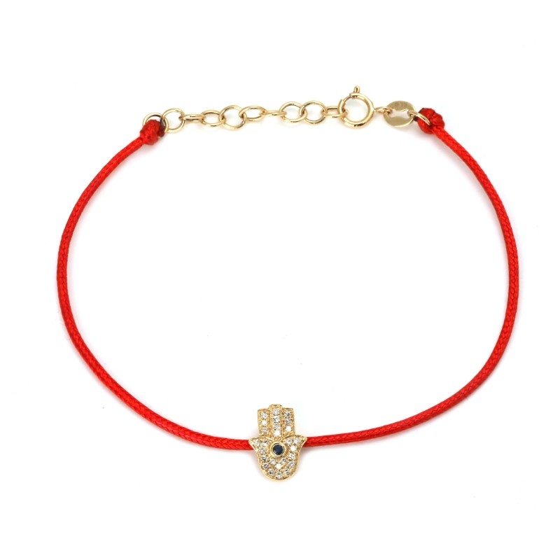SAPHHIRE AND DIA. HAND ON CORD BRACELET (14k)