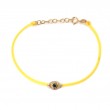 SAPPHIRE AND DIA. EYE BRACELET ON CORD (14K)