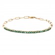 EMERALD BRACELET WITH PAPER CLIP LINK CHAINS (14K)