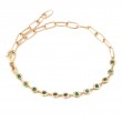 14K BEZEL SET EMERLAD PAPER CLIP BRACELET 6+1