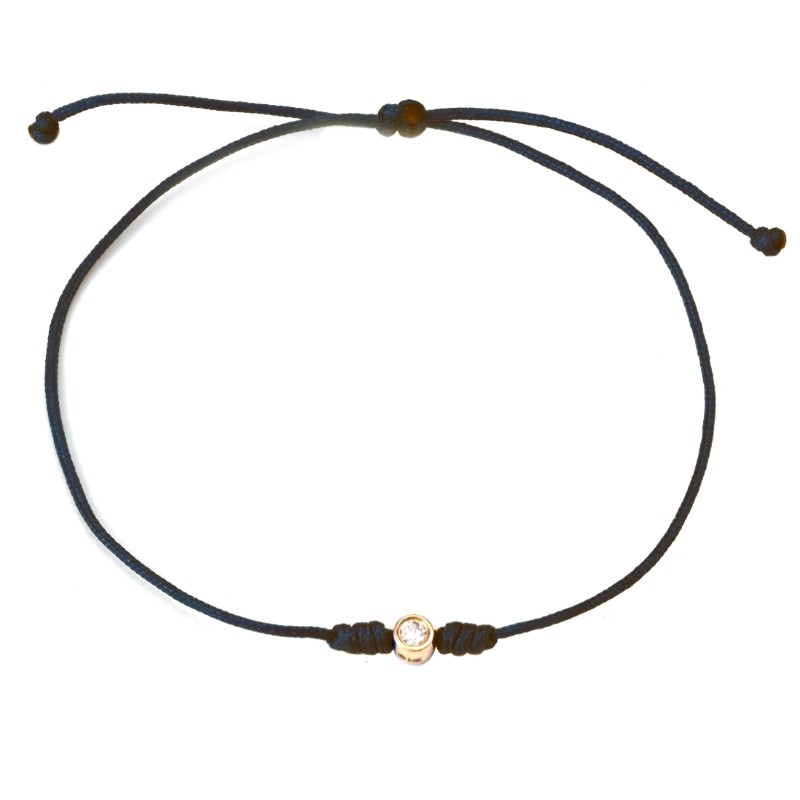 BEZEL SET DIAMOND ON BLACK CORD (14K)