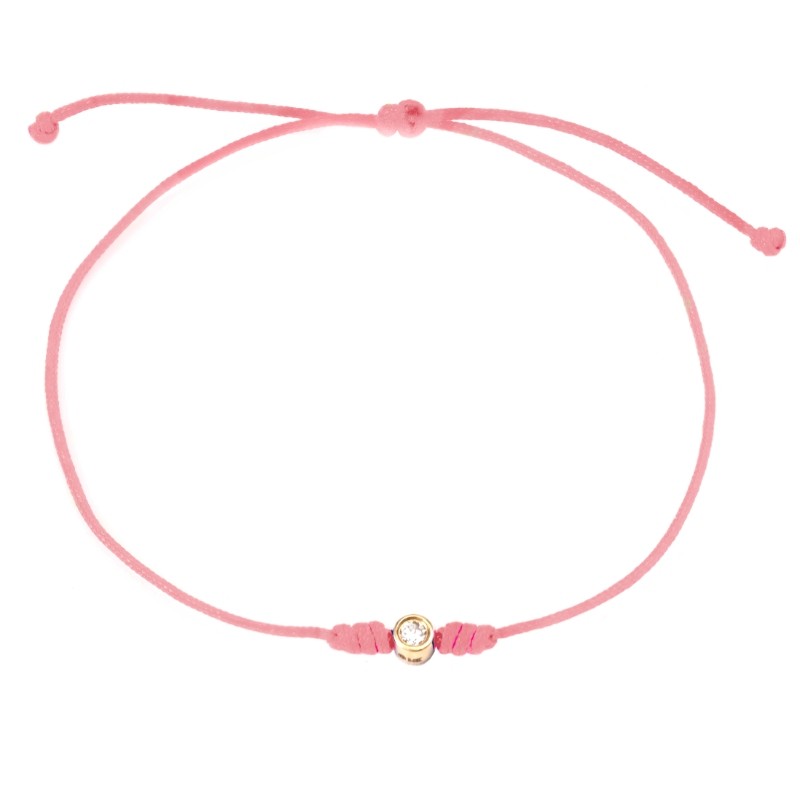 BEZEL SET DIAMOND ON PINK CORD (14K)