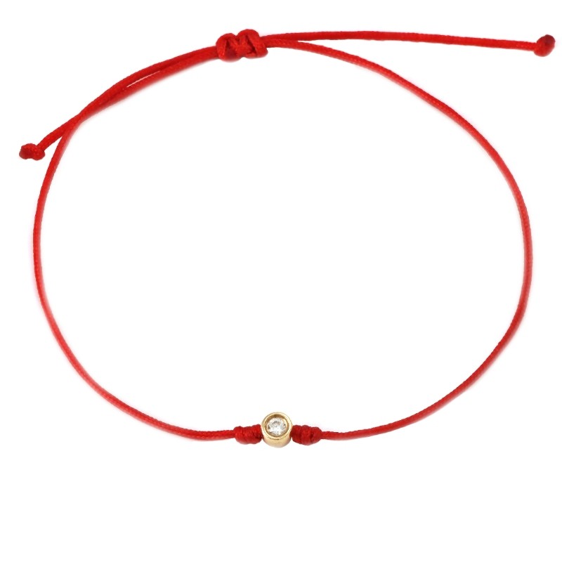 BEZEL SET DIAMOND ON RED CORD (14K)