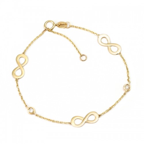 DIAMOND BRACELET W/  3 ETERNITY CHARMS (14K)6+1
