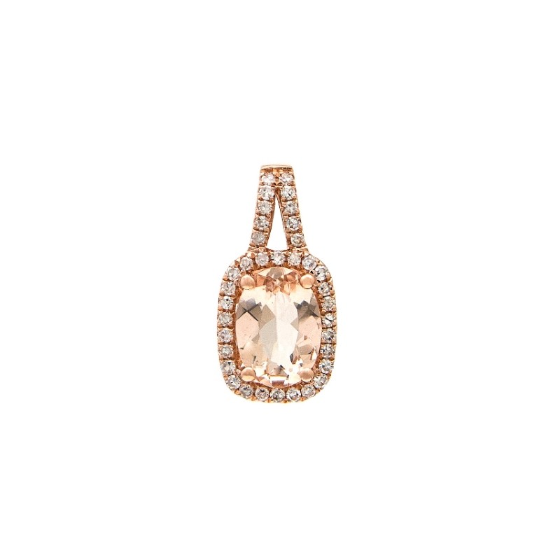 14K MORGANITE W/ DIAMOND PENDANT