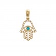 TURQUOISE AND DIAMOND FASHION HAND PENDANT (14K)