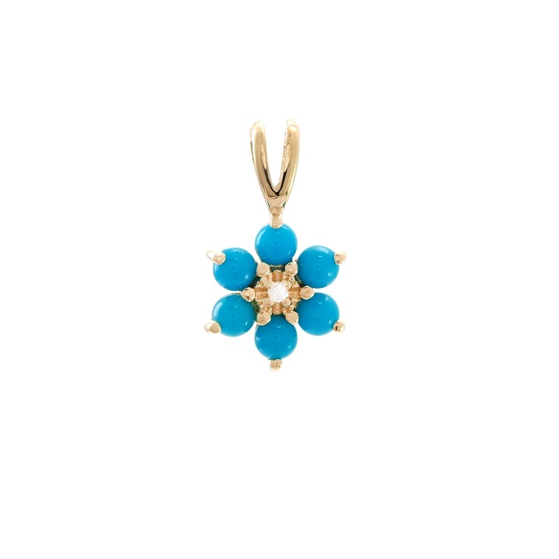 TURQUOISE AND DIAMOND FASHION PENDANT (14K)