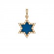 DIAMOND AND TURQUOISE STAR OF DAVID PENDANT (14K)