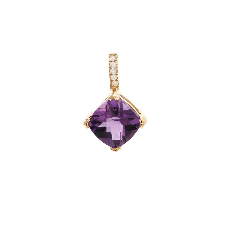AMETHYST AND DIAMOND PENDANT (14K YG)