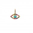 TURQUISE AND MULTI-GEM EYE PENDANT (14K)