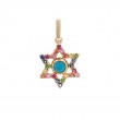 MULTI-GEM/TQ PENDANT (YG) JEWISH STAR