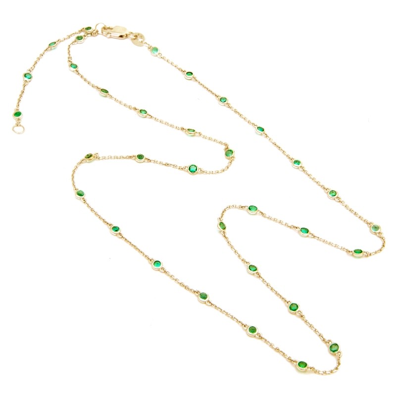 14K YG EMERALD NECKLACE (16