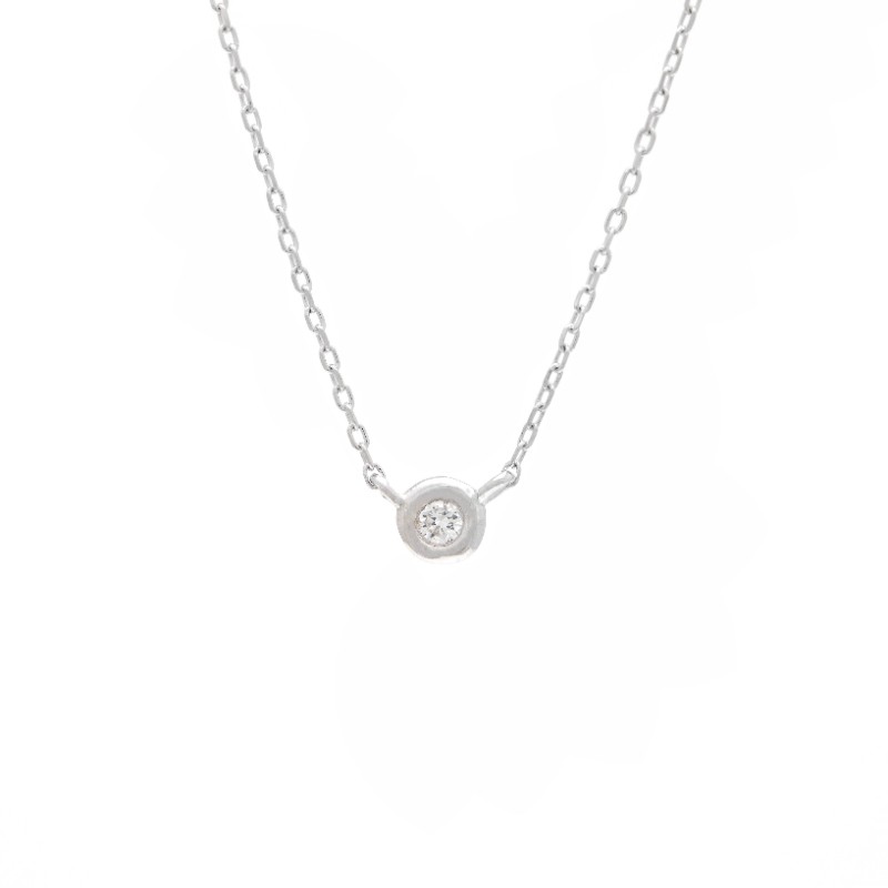 DIAMOND BEZEL SET NECKLACE (14KWG) (16+2