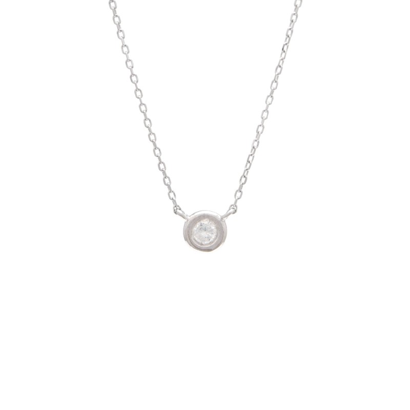 DIAMOND BEZEL SET NECKLACE (14KWG) (16+2
