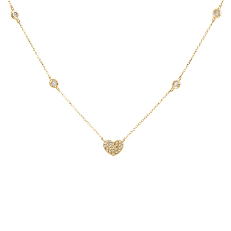 DIAMOND FASHION HEART NECKLACE (14KYG) (16+2