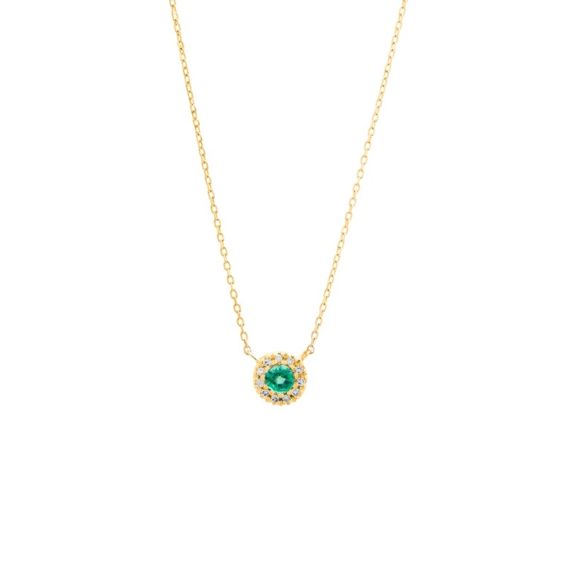 EMERALD W/ DIAMOND NECKLACE (14K) (16+2