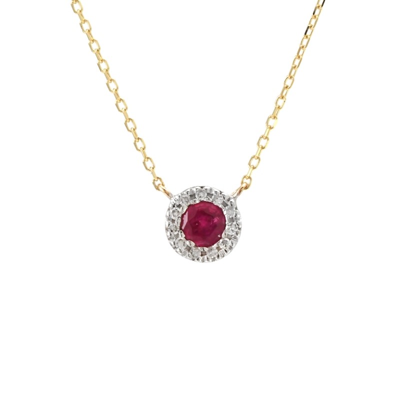 RUBY W/ DIAMOND NECKLACE (14KYG) (16+2