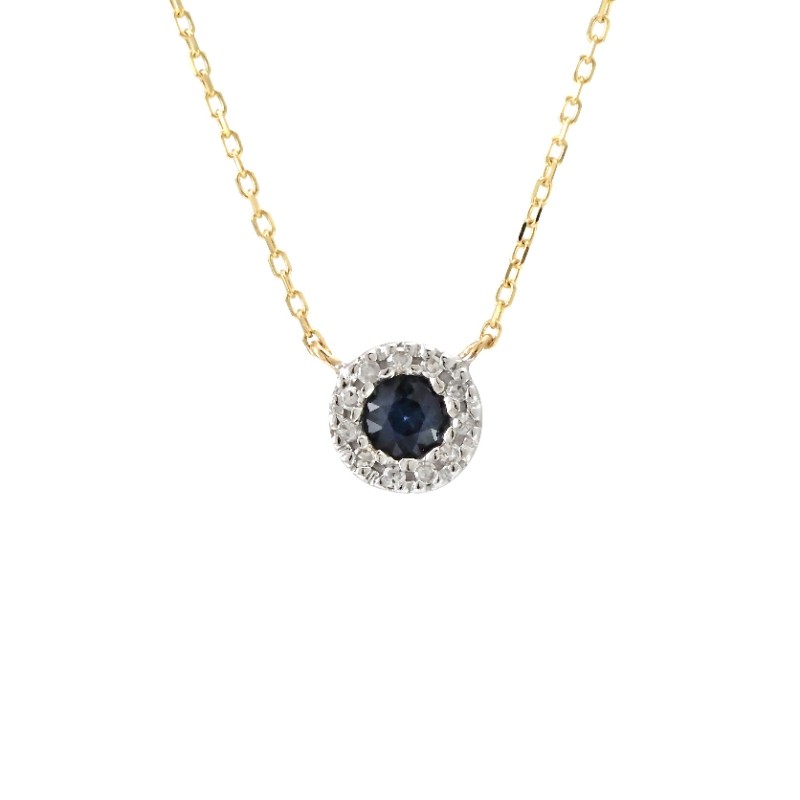 SAPPHIRE W/ DIAMOND NECKLACE (14KYG) (16+2