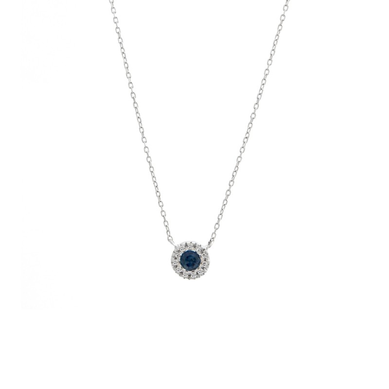 SAPPHIRE W/ DIAMOND NECKLACE (14KWG) (16+2