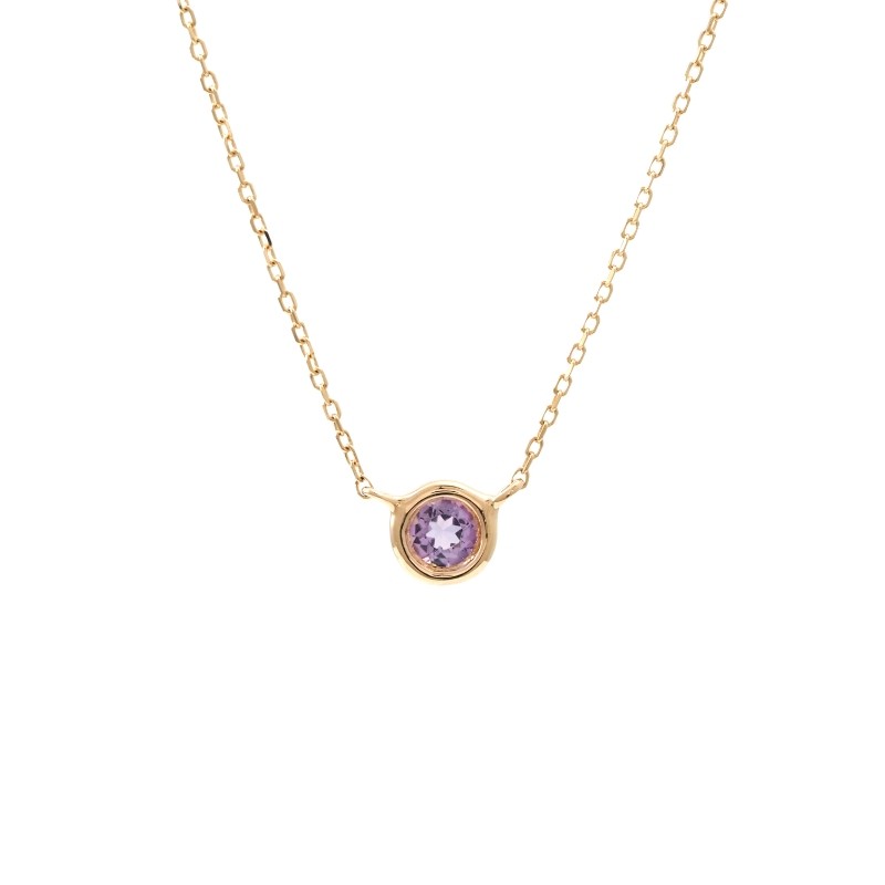 14K YG AMETHYST BEZEL NECKLACE