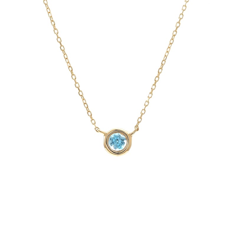 14K YG BLUE TOPAZ BEZEL NECKLACE
