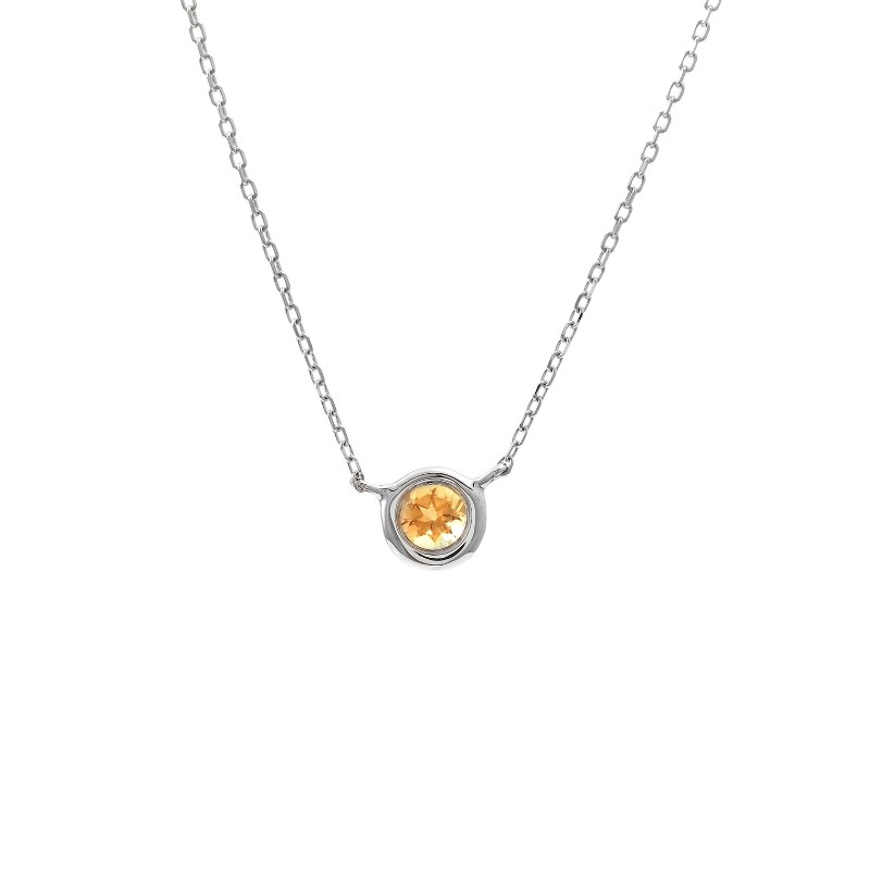 14K WG CITRINE BEZEL NECKLACE