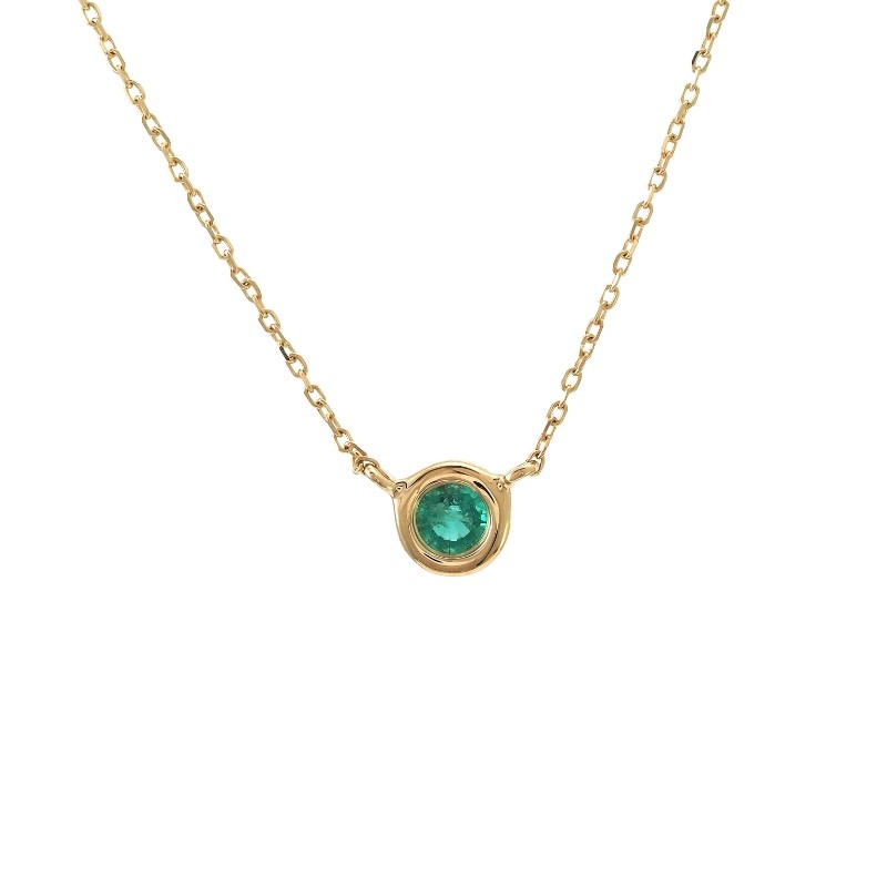14K YG EMERALD BEZEL NECKLACE