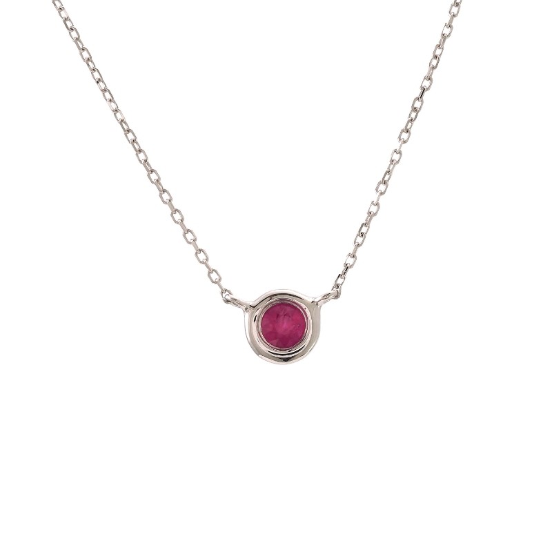 14K WG RUBY BEZEL NECKLACE
