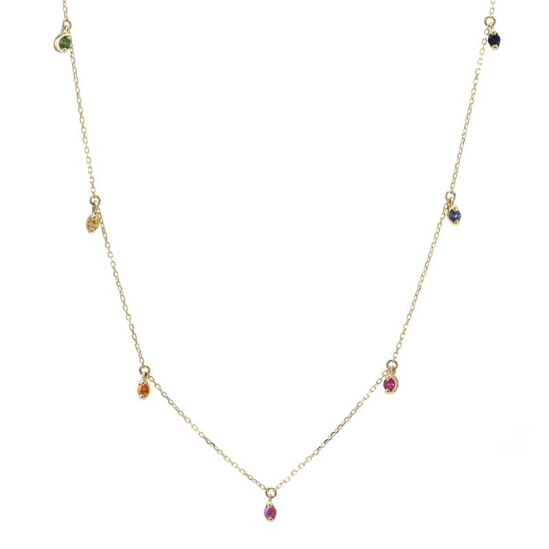 MULTI-GEM FASHION NECKLACE (16+2
