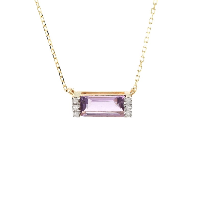 PINK AMETHYST AND DIAMOND NECKLACE (14RG)