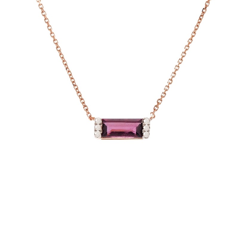 RHODOLITE AND DIAMOND NECKLACE (14RW)