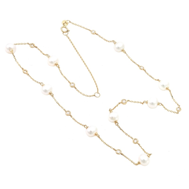 PEARL/DIAMOND NECKLACE (YG/18
