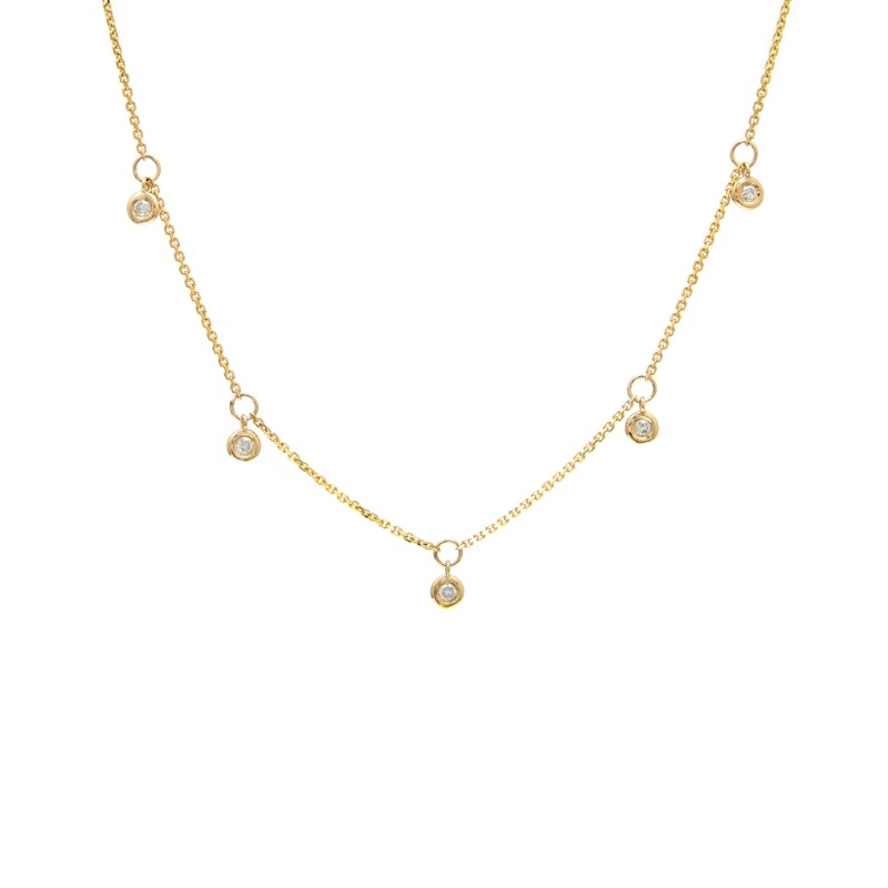 DIA BY THE YARD NECKLACE 5 STONES (YG/16+2