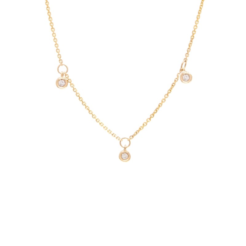 DIAMOND BY THE YARD NECKLACE 3 STONES (YG/16+2