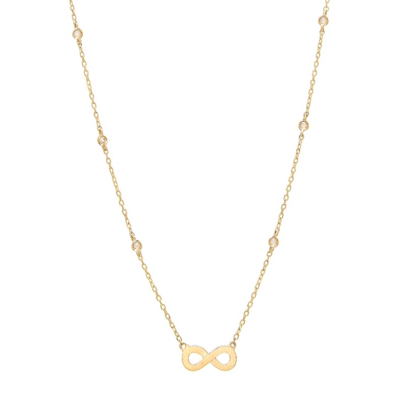 INFINITY SHAPE NECKLACE W/ BEZEL SET DIAMONDS/14K
