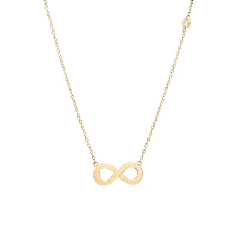 INFINITY SHAPE NECKLACE W/ BEZEL SET DIAMOND (14K)
