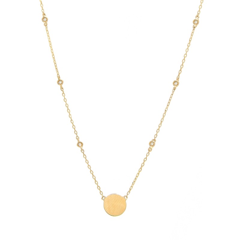 DIAMOND DISK SHAPE NECKLACE (14KYG) (16+2