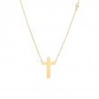 CROSS SHAPE NECKLACE W/ BEZEL SET DIAMOND (14K)
