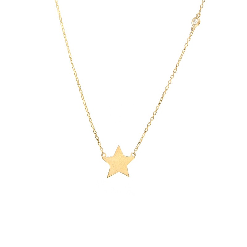 STAR SHAPE NECKLACE W/ BEZEL SET DIAMOND (14k)