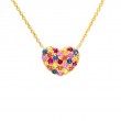 14K RUBY, ORANGE, PINK , YELLOW SAPP. NECKLACE
