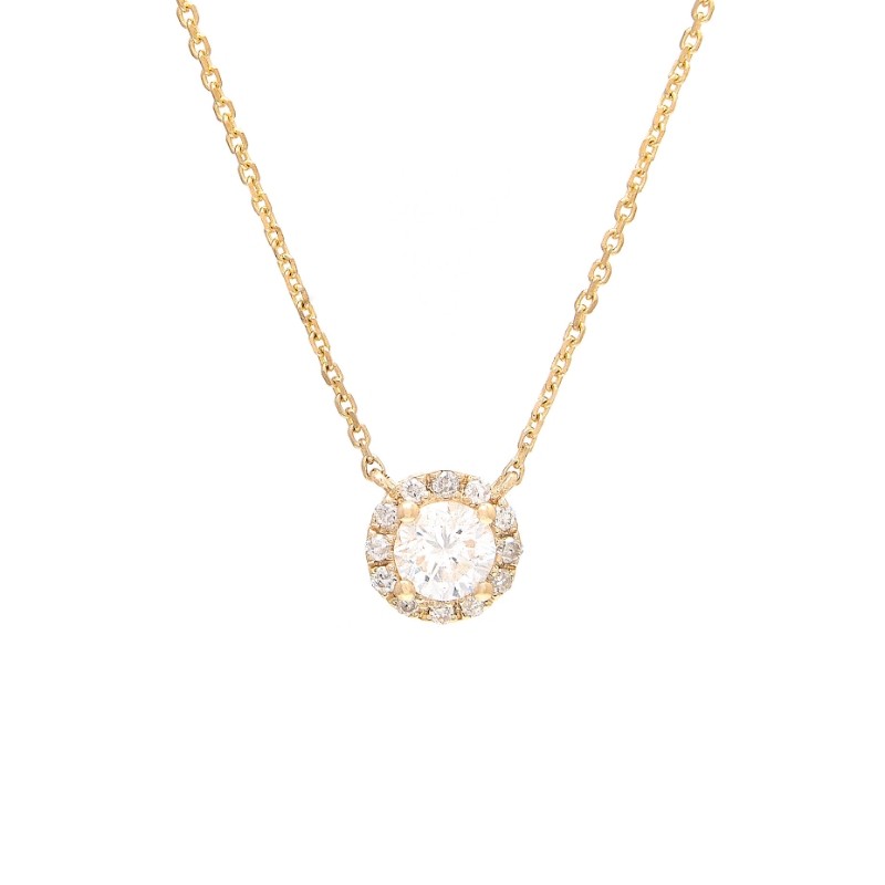 DIAMOND HALO FASHION NECKLACE (14K)(16+2