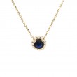 SAPPHIRE W/ HALO FASHION NECKLACE (14K)(16+2