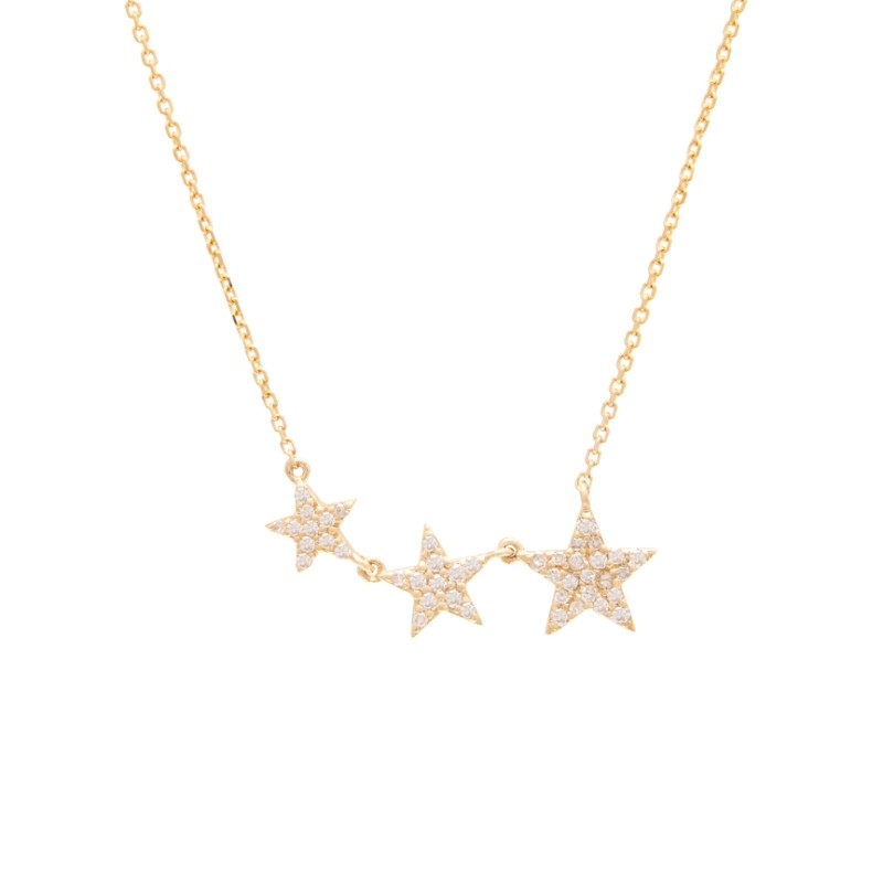 THREEE DIAMOND STAR NECKLACE (14KYG) (16+2