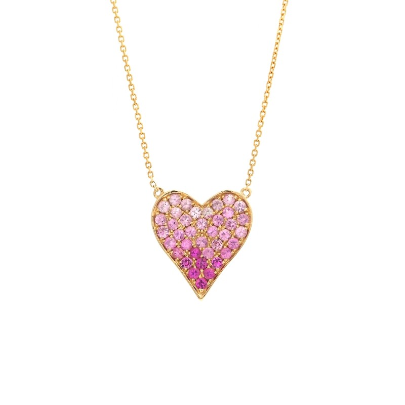 PINK SAPPHIRE HEART NECKLACE (14K)(16+2