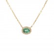 OVAL EMERALD W/ DIAMOND NECKLACE (14K) (16+2