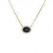 OVAL SAPPHIRE DIAMOND NECKLACE (14K) (16+2